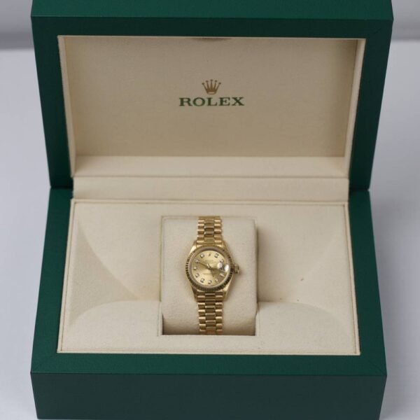 Rolex Datejust 26mm – Ref: 69178 – Champagne Diamond Dial, 18K Yellow Gold President Bracelet Women’s Watch