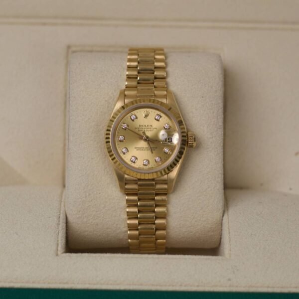 Rolex Datejust 26mm – Ref: 69178 – Champagne Diamond Dial, 18K Yellow Gold President Bracelet Women’s Watch