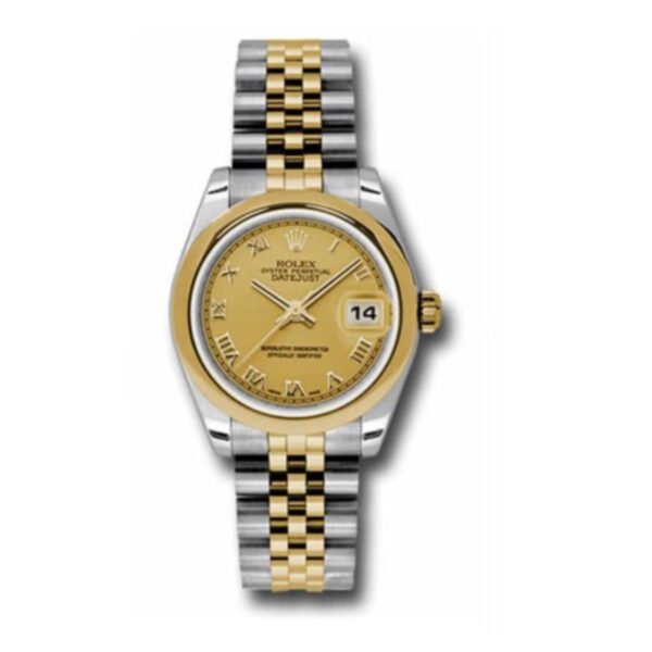 Rolex Datejust 31mm – Ref: 178243 chrj – Champagne Roman Dial, Two Tone Stainless Steel & 18K Yellow Gold Jubilee Bracelet Women’s Watch