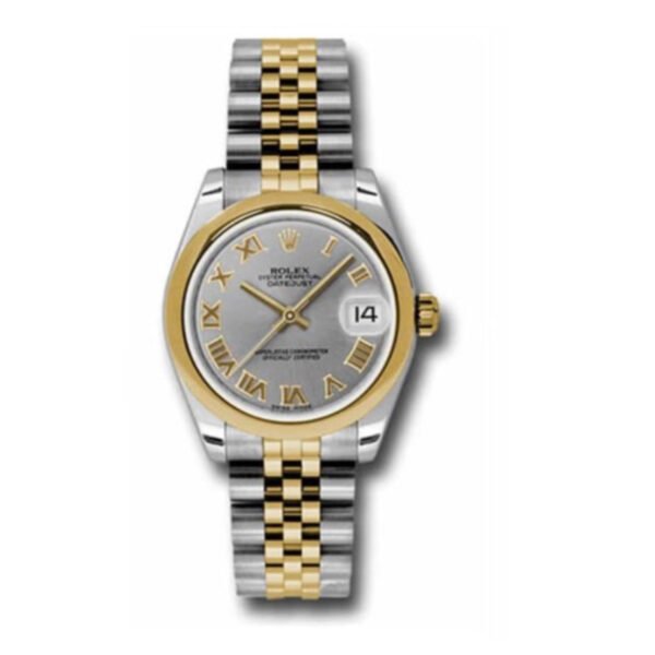 Rolex-Datejust-31-Watch-178243-grj.jpg Rolex Datejust 31mm – Ref: 178243 grj – Silver Roman Dial, Two Tone Stainless Steel & 18K Yellow Gold Jubilee Bracelet Women’s Watch