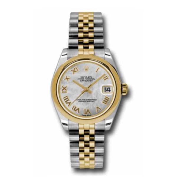 Rolex Datejust 31mm – Ref: 178243 mrj – White Mother of Pearl Roman Dial, Two Tone Stainless Steel & 18K Yellow Gold Jubilee Bracelet Women’s Watch