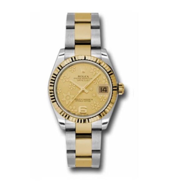 Rolex Datejust 31mm – Ref: 178273 chfo – Champagne Floral Motif Dial, Two Tone Stainless Steel & 18K Yellow Gold Oyster Bracelet Women’s Watch