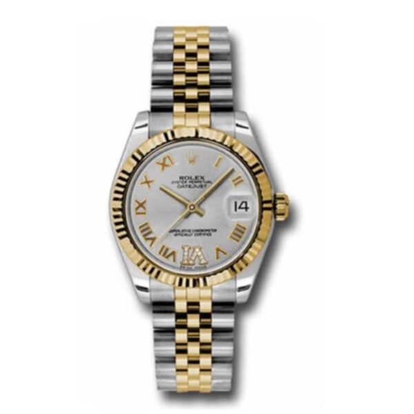 Rolex Datejust 31mm – Ref: 178273 sdrj – Silver Roman Diamond Dial, Two Tone Stainless Steel & 18K Yellow Gold Jubilee Bracelet Women’s Watch