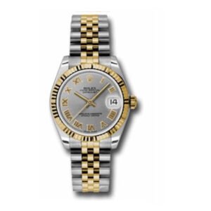 Rolex Datejust 31mm – Ref: 178273 grj – Grey Roman Diamond Dial, Two Tone Stainless Steel & 18K Yellow Gold Jubilee Bracelet Women’s Watch