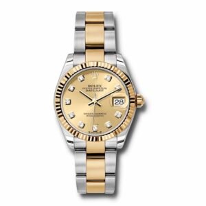 Rolex Datejust 31mm – Ref: 178273 chdo – Champagne Diamond Dial, Two Tone Stainless Steel & 18K Yellow Gold Oyster Bracelet Women’s Watch