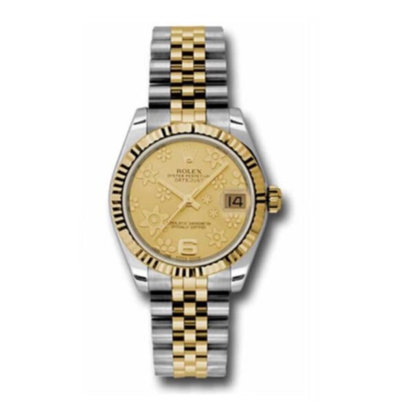 Rolex-Datejust-31-Watch-Jubilee-178273.jpg Rolex Datejust 31mm – Ref: 178273 chfj – Champagne Floral Motif Dial, Two Tone Stainless Steel & 18K Yellow Gold Jubilee Bracelet Women’s Watch