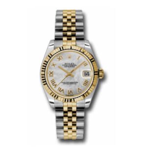 Rolex Datejust 31mm – Ref: 178273 mrj – White Mother of Pearl Roman Dial, Two Tone Stainless Steel & 18K Yellow Gold Jubilee Bracelet Women’s Watch