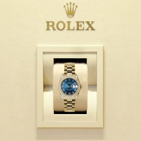 Rolex Datejust 31mm – Ref: 178158 blcap – Blue Dial, 18K Yellow Gold Presidential Bracelet Women’s Watch