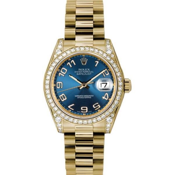 Rolex Datejust 31mm – Ref: 178158 blcap – Blue Dial, 18K Yellow Gold Presidential Bracelet Women’s Watch