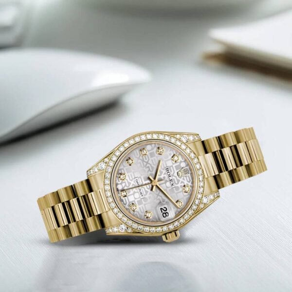Rolex Datejust 31mm – Ref: 178158 sjdp – Silver Jubilee Dial, 18K Yellow Gold President Bracelet Women’s Watch