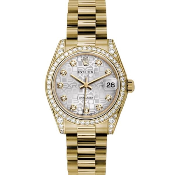 Rolex Datejust 31mm – Ref: 178158 sjdp – Silver Jubilee Dial, 18K Yellow Gold President Bracelet Women’s Watch