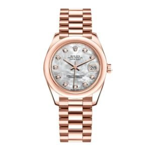Rolex Datejust 31mm – Ref: 178245 mdp – White Mother of Pearl Diamond Dial, 18K Rose Gold Presidential Bracelet Women’s Watch
