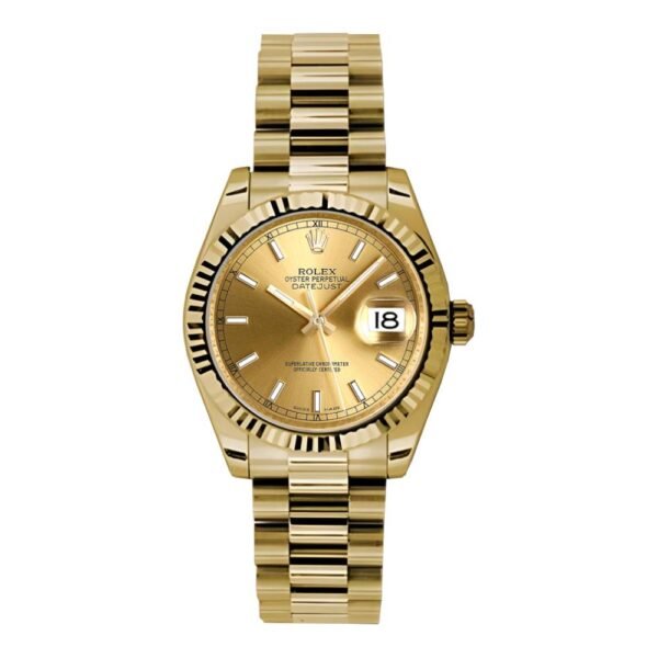 Rolex Datejust 31mm – Ref: 178278 chip – Champagne Dial, 18K Yellow Gold President Bracelet Women’s Watch