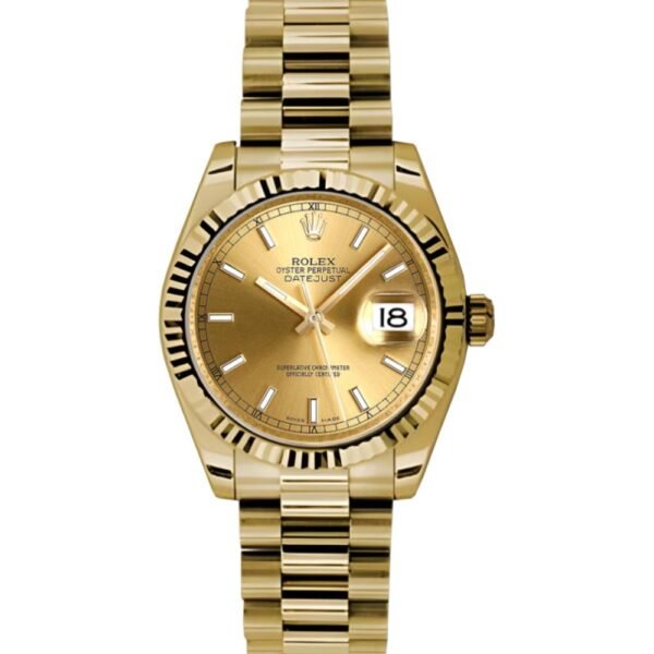 Rolex Datejust 31mm – Ref: 178278 chip – Champagne Dial, 18K Yellow Gold President Bracelet Women’s Watch