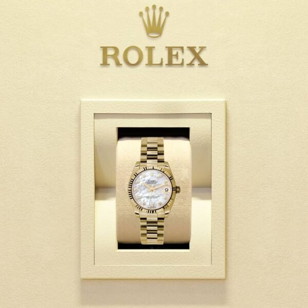 Rolex Datejust 31mm – Ref: 178278 mdp – White Mother of Pearl Dial, 18K Yellow Gold President Bracelet Women’s Watch