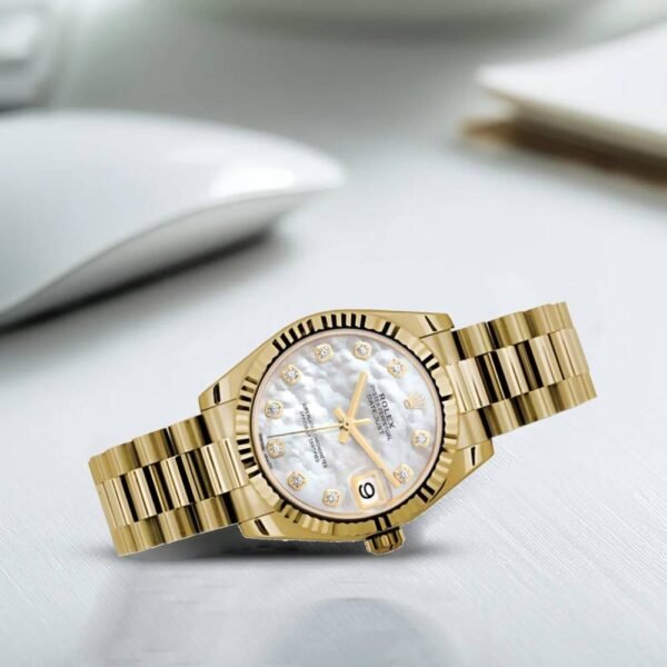 Rolex Datejust 31mm – Ref: 178278 mdp – White Mother of Pearl Dial, 18K Yellow Gold President Bracelet Women’s Watch