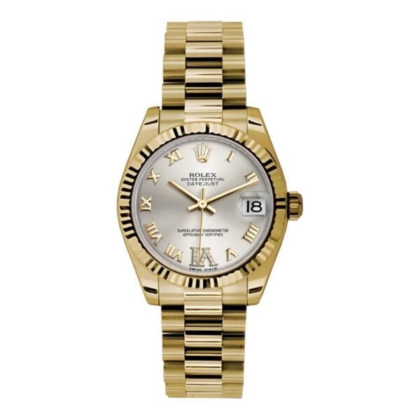 Rolex Datejust 31mm – Ref: 178278 sdrp – Silver Dial, 18K Yellow Gold President Bracelet Women’s Watch
