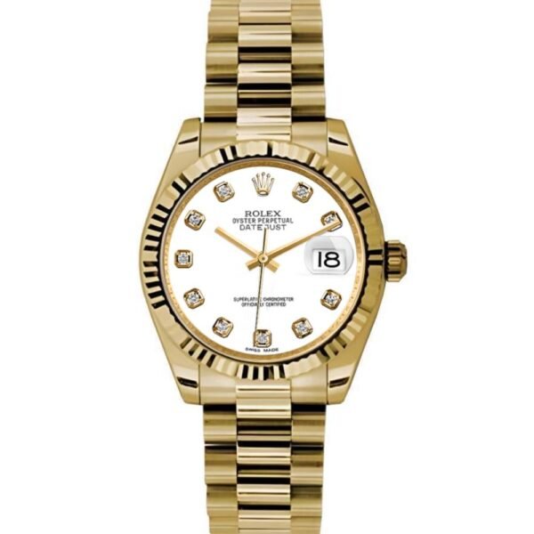 Rolex Datejust 31mm – Ref: 178278 wdp – White Dial, 18K Yellow Gold President Bracelet Women’s Watch