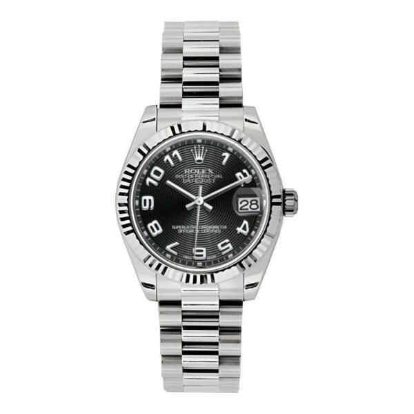 Rolex Datejust 31mm – Ref: 178279 bkap – Black Dial, 18K White Gold President Bracelet Women’s Watch