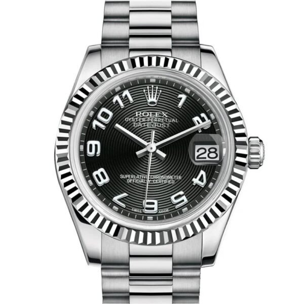 Rolex Datejust 31mm – Ref: 178279 bkap – Black Dial, 18K White Gold President Bracelet Women’s Watch