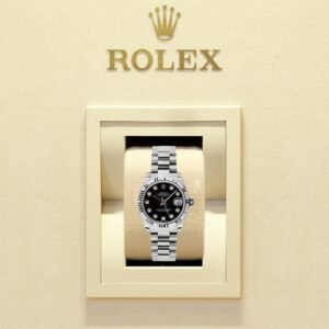 Rolex Datejust 31mm – Ref: 178279 bkdp – Black Dial & Diamond Bezel, 18K White Gold President Bracelet Women’s Watch