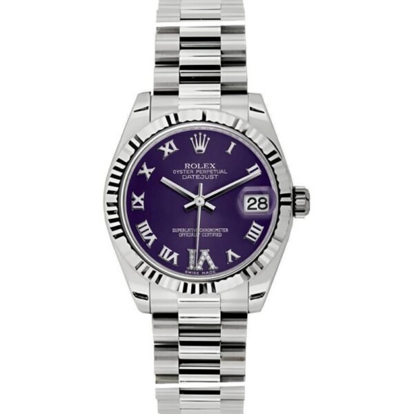 Rolex Datejust 31mm – Ref: 178279 pdrp – Purple Dial, 18K White Gold President Bracelet Women’s Watch