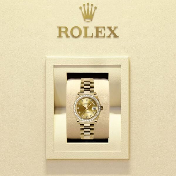 Rolex Datejust 31mm – Ref: 178288 chdp – Champagne Dial & Diamond Bezel, 18K Yellow Gold President Bracelet Women’s Watch
