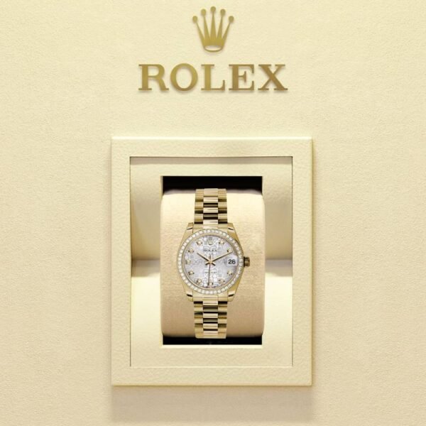 Rolex Datejust 31mm – Ref: 178288 sjdp – Silver Jubilee Dial, 18K Yellow Gold President Bracelet Women’s Watch