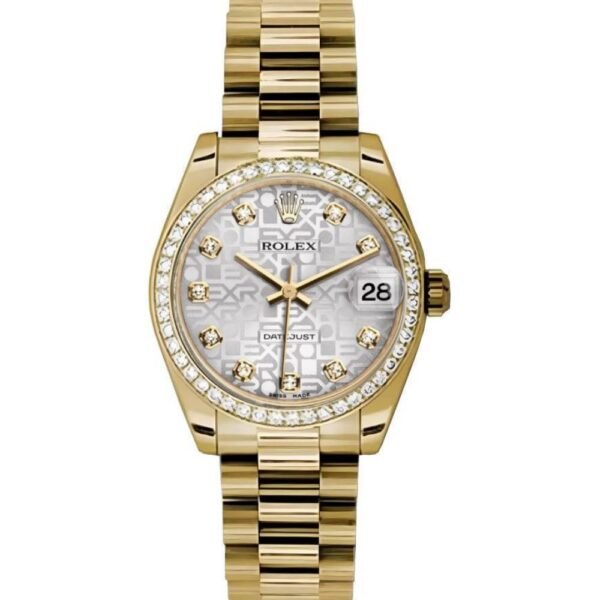 Rolex Datejust 31mm – Ref: 178288 sjdp – Silver Jubilee Dial, 18K Yellow Gold President Bracelet Women’s Watch