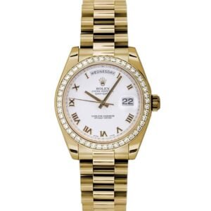 Rolex Datejust 31mm – Ref: 178288 wrp – White Dial & Diamond Bezel, 18K Yellow Gold President Bracelet Women’s Watch