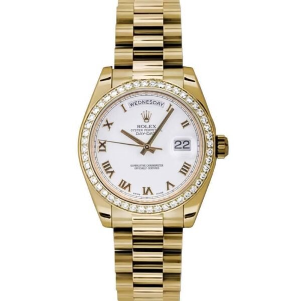 Rolex Datejust 31mm – Ref: 178288 wrp – White Dial & Diamond Bezel, 18K Yellow Gold President Bracelet Women’s Watch
