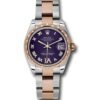 Rolex Datejust 31mm – Ref: 178341 pdro – Purple Roman Diamond Dial & Diamond Bezel, Two Tone Stainless Steel & 18K Rose Gold Oyster Bracelet Women’s Watch