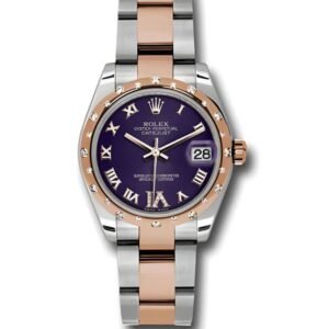Rolex Datejust 31mm – Ref: 178341 pdro – Purple Roman Diamond Dial & Diamond Bezel, Two Tone Stainless Steel & 18K Rose Gold Oyster Bracelet Women’s Watch