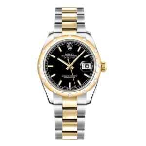 Rolex Datejust 31mm – Ref: 178343 bkio – Black Stick Dial & Diamond Bezel, Two Tone Stainless Steel & 18K Yellow Gold Oyster Bracelet Women’s Watch