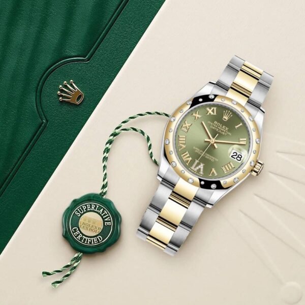 Rolex Datejust 31mm – Ref: 178343 ogdro – Green Roman Diamond Dial & Diamond Bezel, Two Tone Stainless Steel & 18K Yellow Gold Oyster Bracelet Women’s Watch