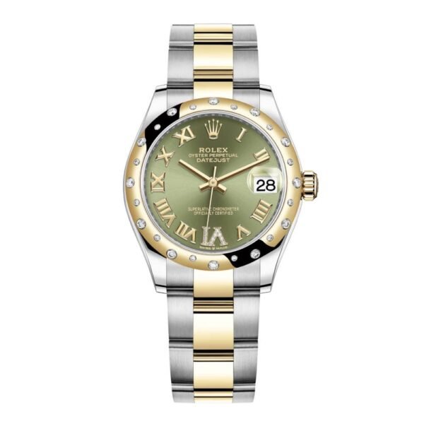 Rolex Datejust 31mm – Ref: 178343 ogdro – Green Roman Diamond Dial & Diamond Bezel, Two Tone Stainless Steel & 18K Yellow Gold Oyster Bracelet Women’s Watch