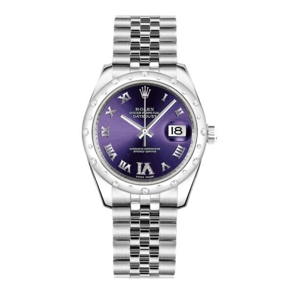 Rolex Datejust 31mm – Ref: 178344-0002 – Purple Dial & Diamond Bezel, Stainless Steel Jubilee Bracelet Women’s Watch