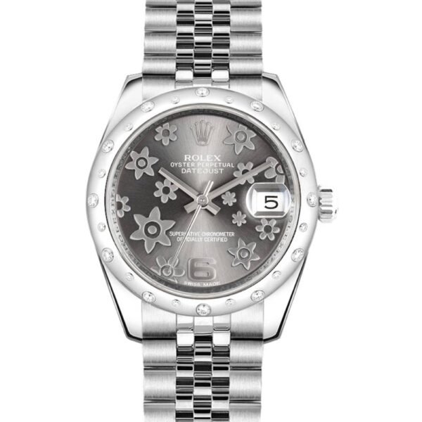 Rolex Datejust 31mm – Ref: 178344-0003 – Rhodium Grey Dial & Diamond Bezel, Stainless Steel Jubilee Bracelet Women’s Watch