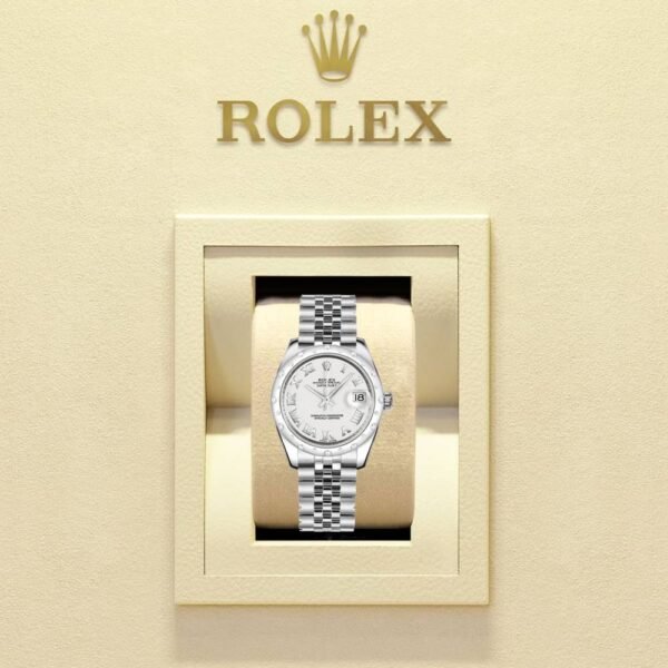 Rolex Datejust 31mm – Ref: 178344-0005 – White Dial & Diamond Bezel, Stainless Steel Jubilee Bracelet Women’s Watch