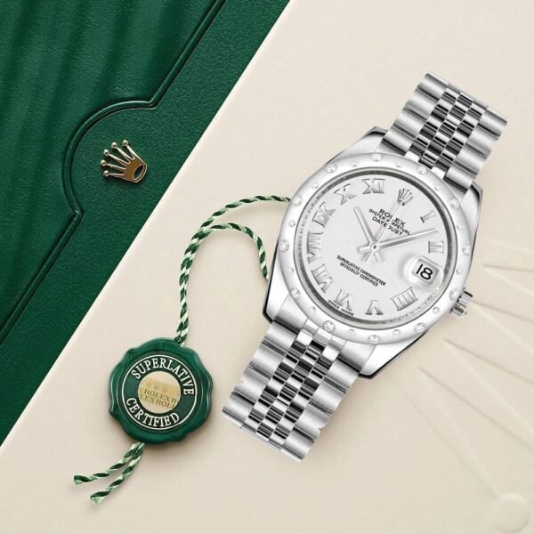 Rolex Datejust 31mm – Ref: 178344-0005 – White Dial & Diamond Bezel, Stainless Steel Jubilee Bracelet Women’s Watch