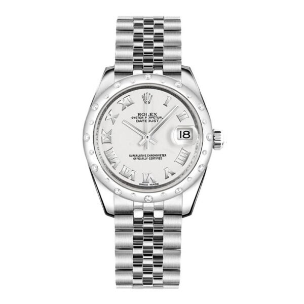 Rolex Datejust 31mm – Ref: 178344-0005 – White Dial & Diamond Bezel, Stainless Steel Jubilee Bracelet Women’s Watch