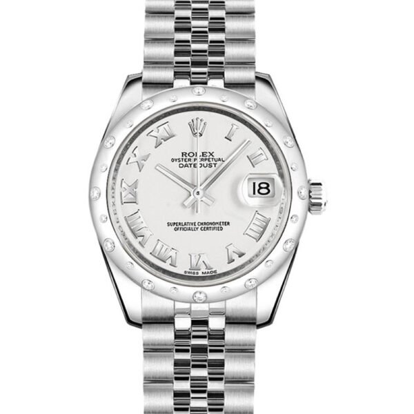 Rolex Datejust 31mm – Ref: 178344-0005 – White Dial & Diamond Bezel, Stainless Steel Jubilee Bracelet Women’s Watch
