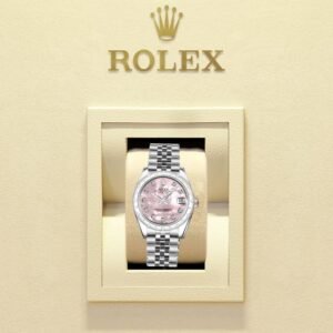 Rolex Datejust 31mm – Ref: 178344-0018 – Pink Mother of Pearl Dial & Diamond Bezel, Stainless Steel Jubilee Bracelet Women’s Watch