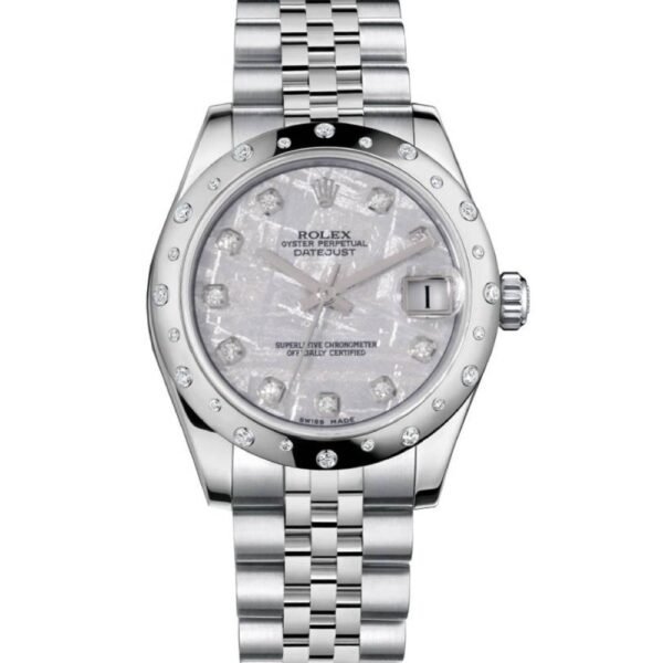 Rolex Datejust 31mm – Ref: 178344-0020 – Meteorite Silver Dial & Diamond Bezel, Stainless Steel Jubilee Bracelet Women’s Watch