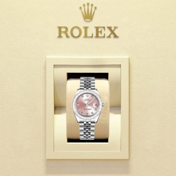 Rolex Datejust 31mm – Ref: 178344-0023 – Pink Mother of Pearl Diamond Dial & Diamond Bezel, Stainless Steel Jubilee Bracelet Women’s Watch