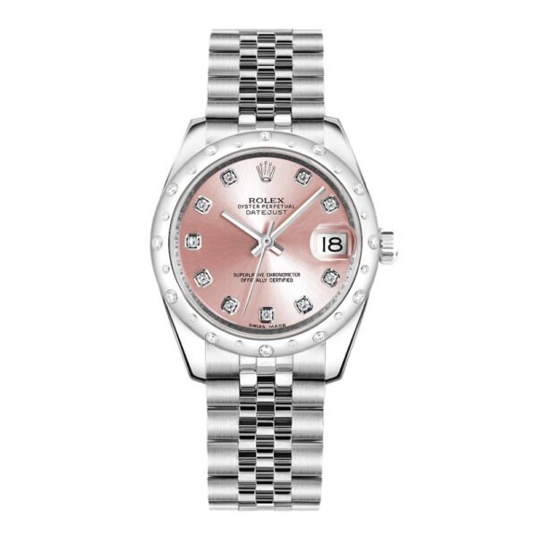 Rolex Datejust 31mm – Ref: 178344-0023 – Pink Mother of Pearl Diamond Dial & Diamond Bezel, Stainless Steel Jubilee Bracelet Women’s Watch