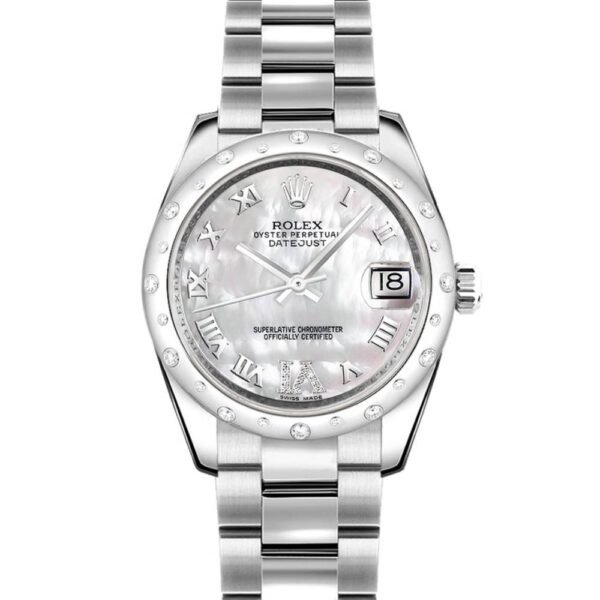 Rolex Datejust 31mm – Ref: 178344-0024 – Silver Mother of Pearl Dial & Diamond Bezel, Stainless Steel Oyster Bracelet Women’s Watch
