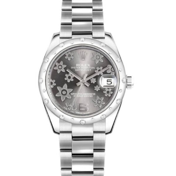 Rolex Datejust 31mm – Ref: 178344-0025 – Rhodium Grey Dial & Diamond Bezel, Stainless Steel Oyster Bracelet Women’s Watch