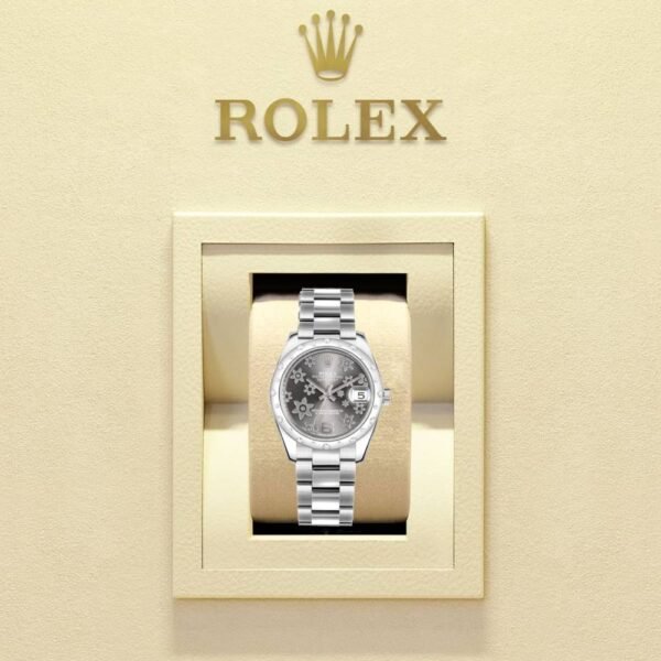 Rolex Datejust 31mm – Ref: 178344-0025 – Rhodium Grey Dial & Diamond Bezel, Stainless Steel Oyster Bracelet Women’s Watch