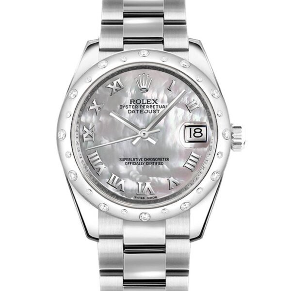 Rolex Datejust 31mm – Ref: 178344-0027 – Silver Mother of Pearl Dial & Diamond Bezel, Stainless Steel Oyster Bracelet Women’s Watch